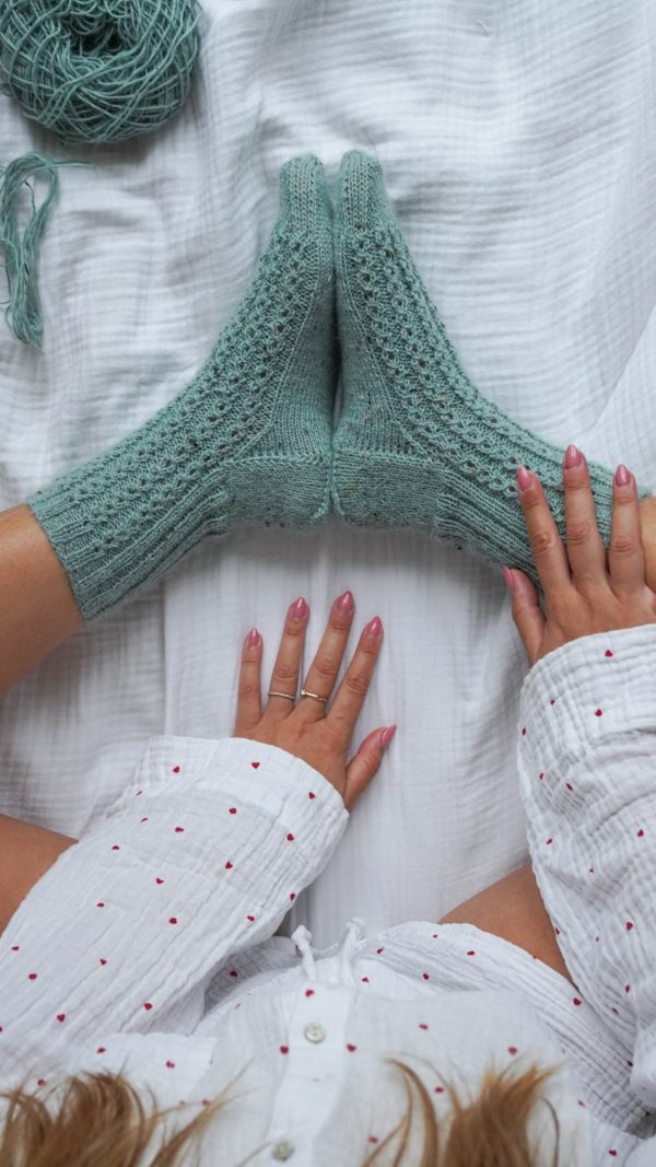 Socken stricken Anleitung Kaffeebohnenmuster