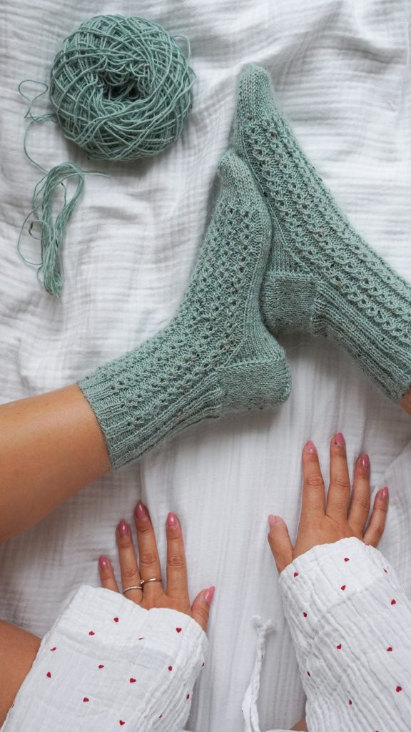 Socken stricken Anleitung Kaffeebohnenmuster