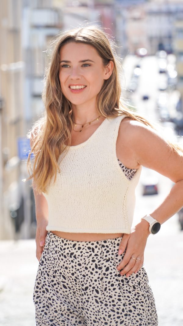 Tanktop stricken Anleitung Top Sritahnu Vorderansicht