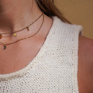 Tanktop stricken Halsausschnitt I-Cord Detailaufnahme