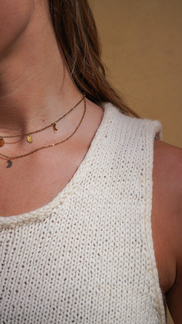 Tanktop stricken Halsausschnitt I-Cord Detailaufnahme