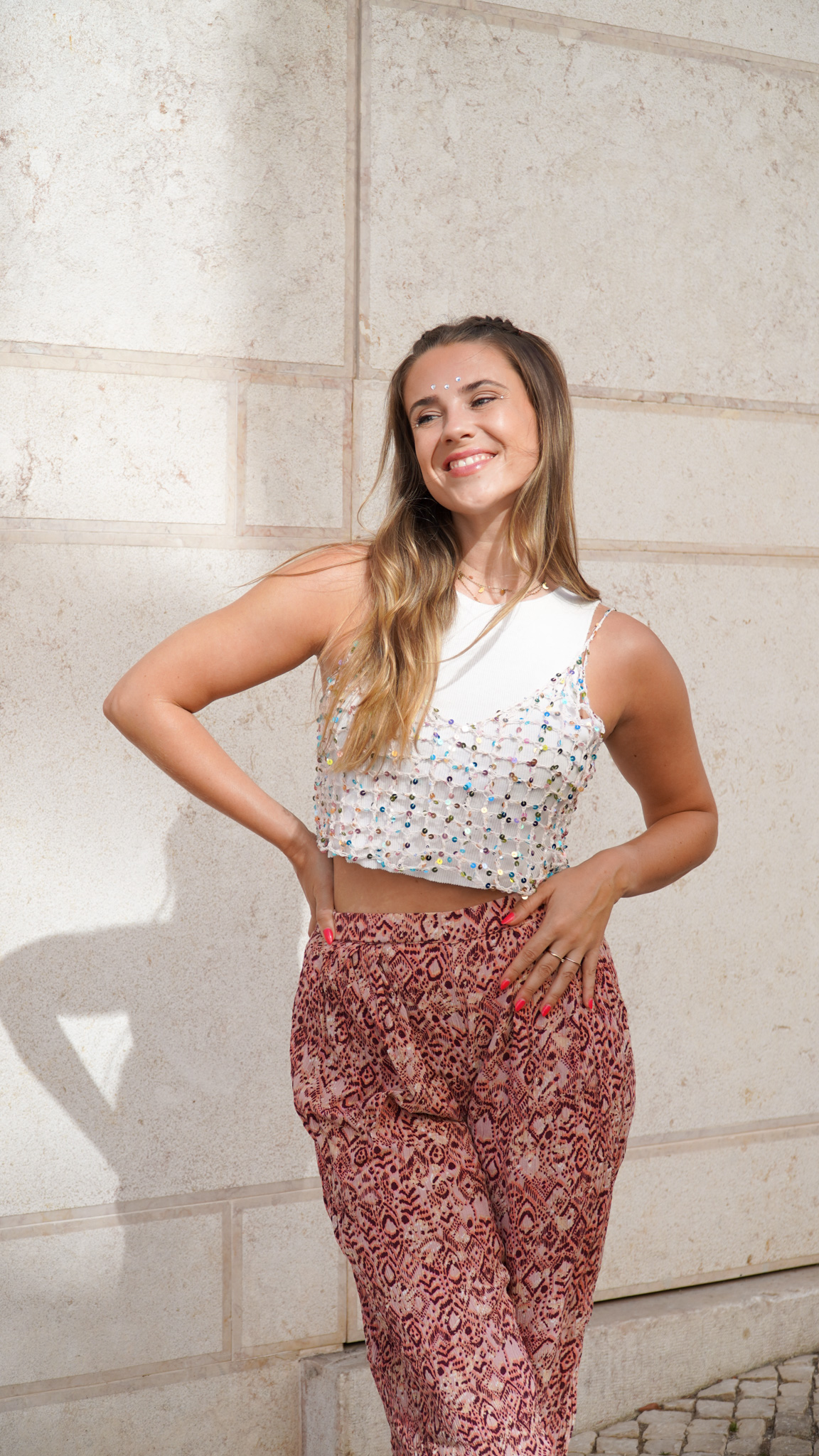 Gehäkeltes Netz Top in Weiß mit Glitzergarn