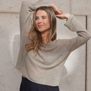 Leichter Raglan Sommerpullover aus Leinen mit I-Cord-Abschluss