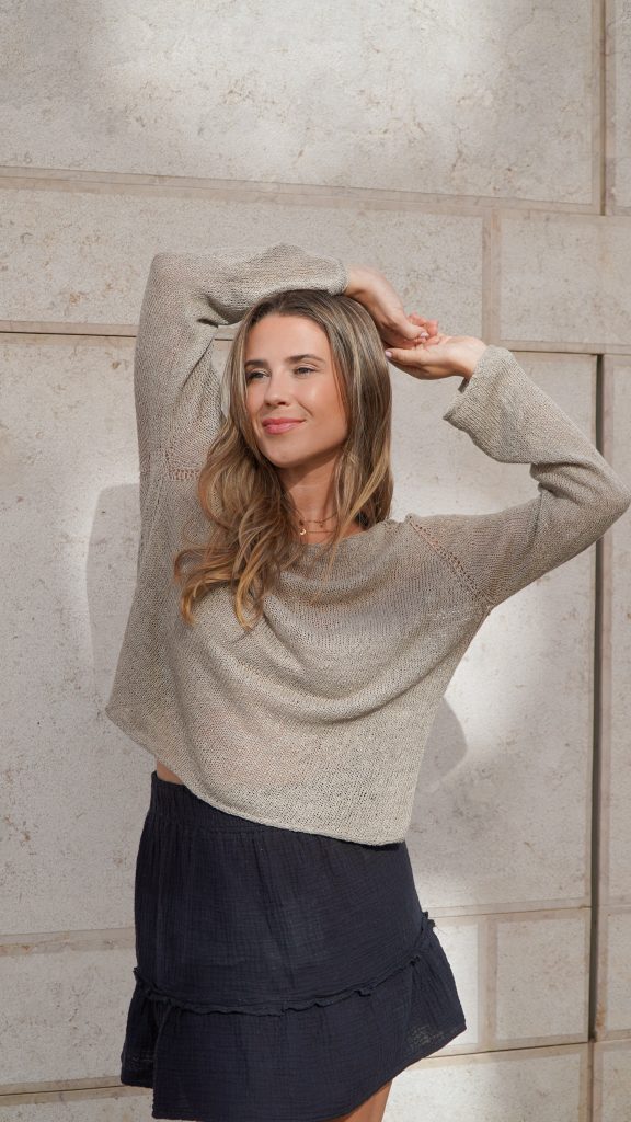 Leichter Raglan Sommerpullover aus Leinen mit I-Cord-Abschluss