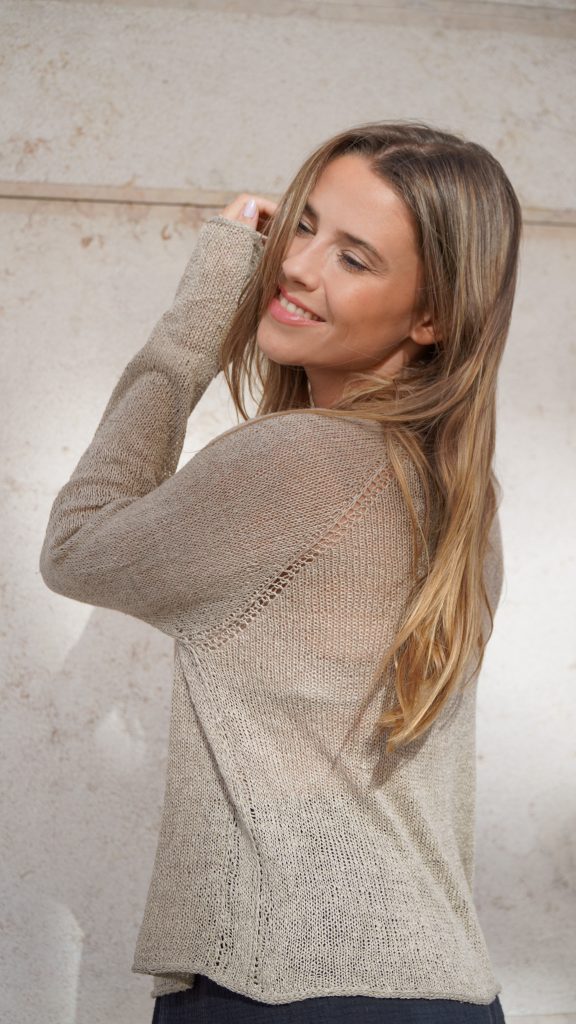 Leichter Damenpullover stricken aus Linen Bloom von Pascuali