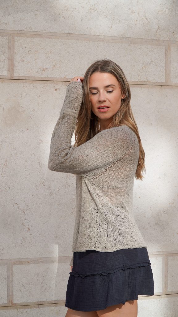 Leichter Damenpullover stricken aus Linen Bloom von Pascuali
